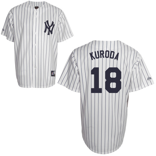 Hiroki Kuroda #18 Youth Baseball Jersey-New York Yankees Authentic Home White MLB Jersey - Click Image to Close